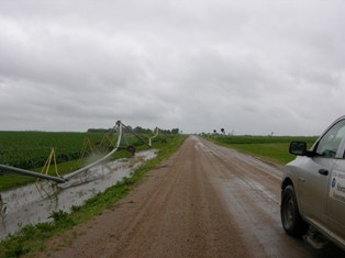 Overturned pivots near Hamton, Nebraska. Photo by NWS Staff.