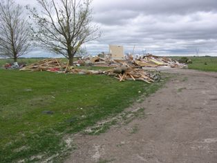 Residence completely destroyed north of Amherst, Nebraska. Photo by NWS Staff.