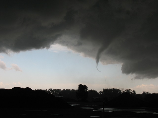 Funnel cloud in Elm Creek. Photo Courtesy of Darrin Lewis.
