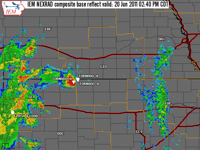 The radar loop above shows the evolution of thunderstorm activity across south central Nebraska and north central Kansas during the afternoon and evening hours of June 20.