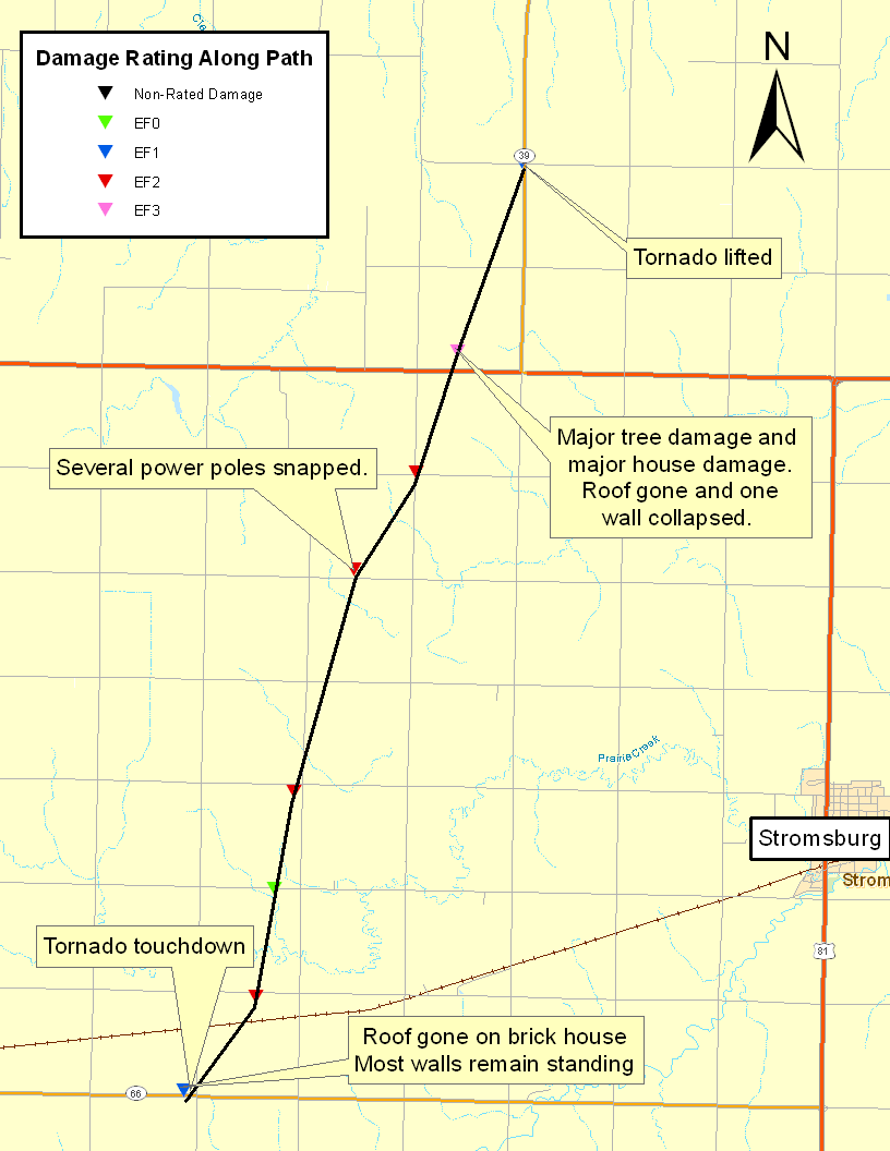 Storm damage survey and track of the  Polk/Osceola tornado.
