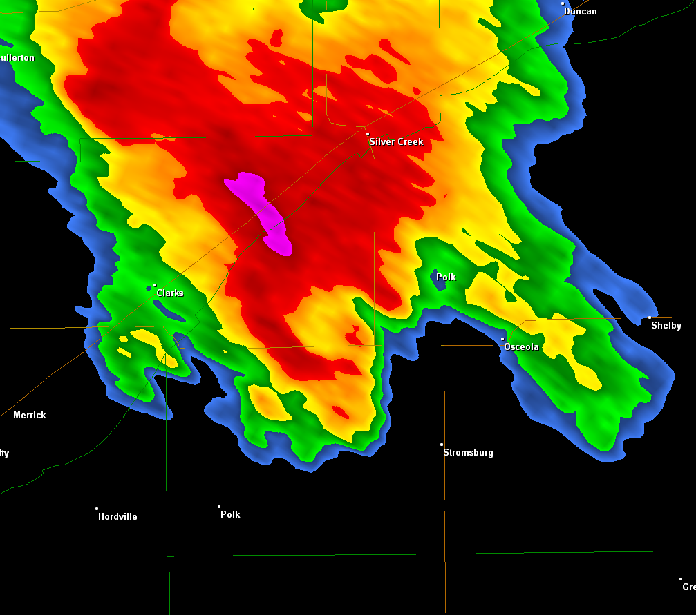 Reflectivity image of Polk/Osceola Tornado.