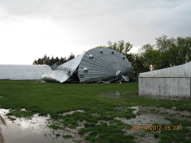 Storm damage one mile north of Alexandria, NE. Photographs by Thayer County Emergency Management.