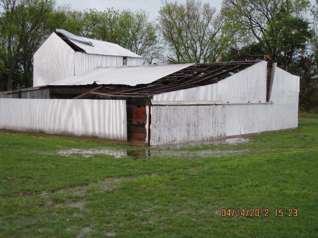 Storm damage one mile north of Alexandria, NE. Photographs by Thayer County Emergency Management.