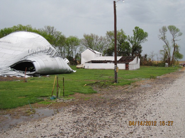 Storm damage one mile north of Alexandria, NE. Photographs by Thayer County Emergency Management.