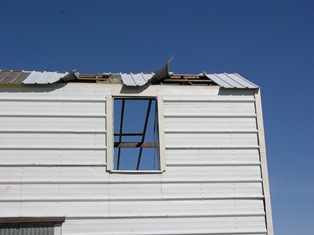 Outbuilding roof removed from EF0 tornado in Jewell County Kansas on February 28, 2012.