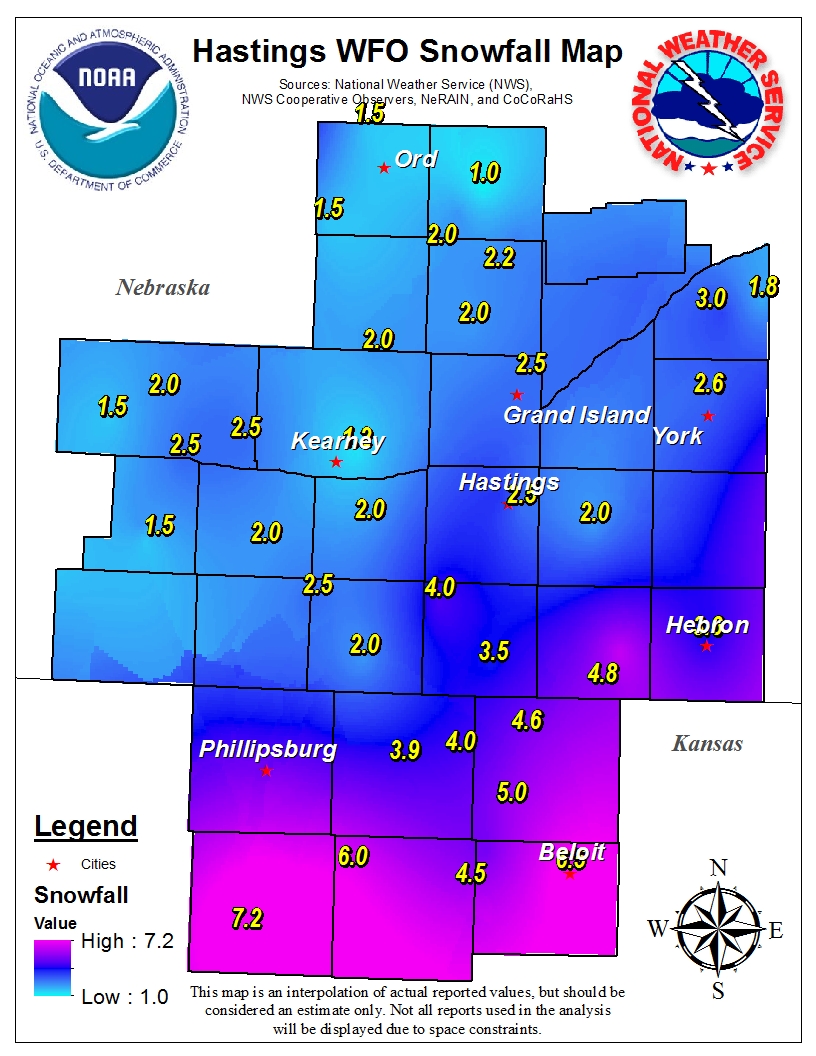 Storm Total Snow Accumulation Reported.