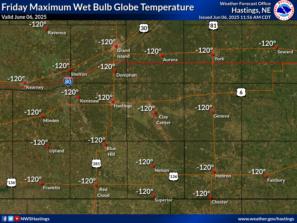 Maximum Wet Bulb Globe Temperature Today