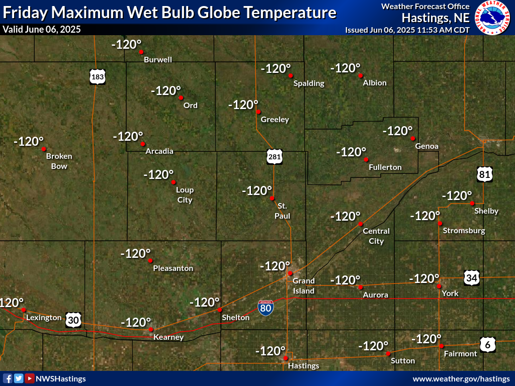 Maximum Wet Bulb Globe Temperature Today