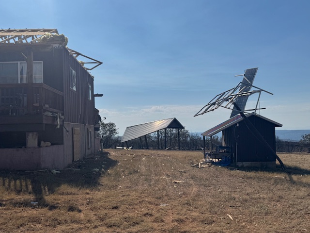 Tornado damage to outbuildings