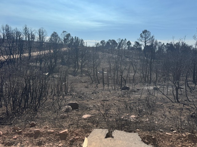 Fire damage with debris 