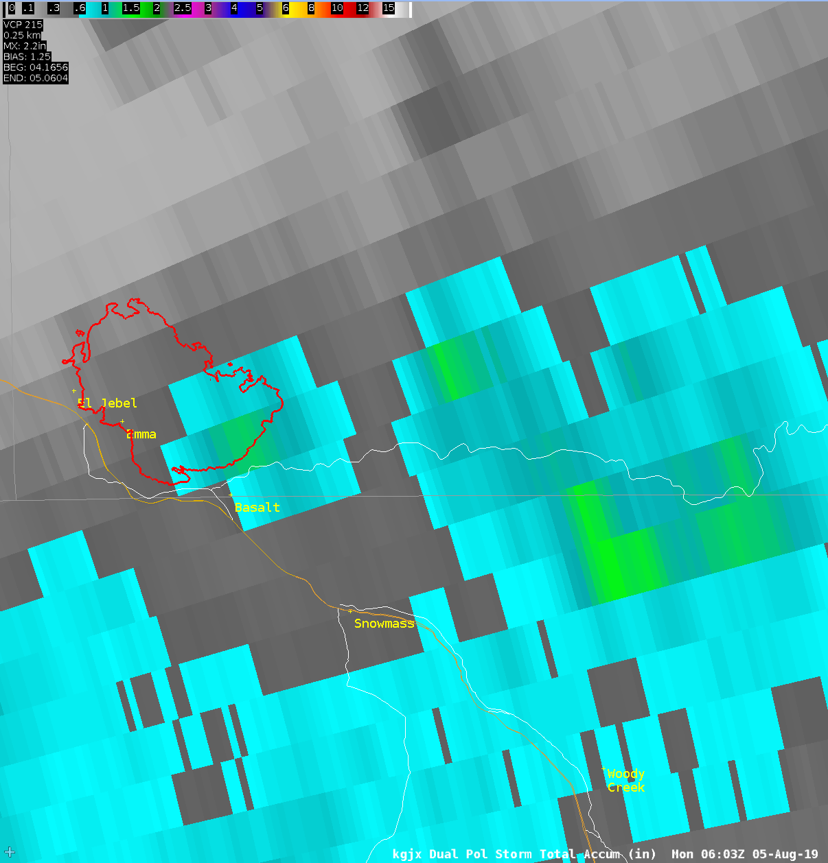 KGJX Storm Total Accumulation Estimates