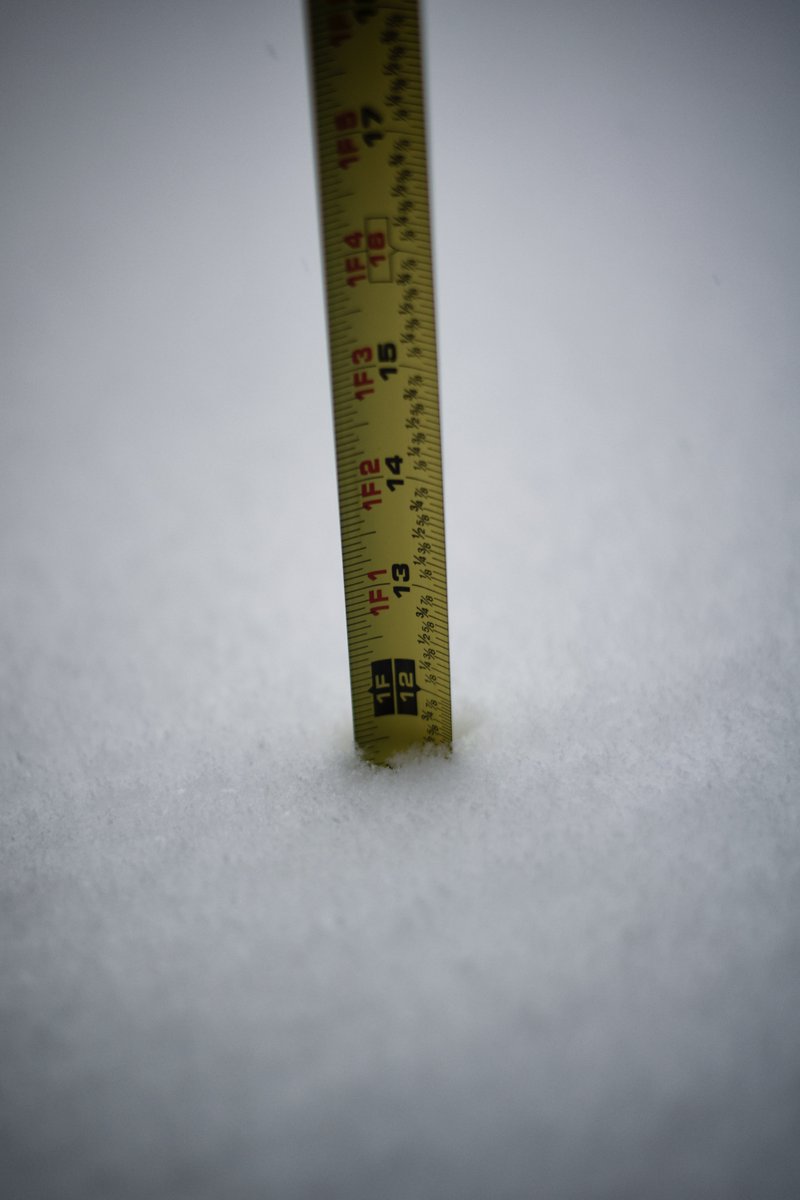 Tape measure in snow showing up to 12 inches near Pagosa Springs, CO