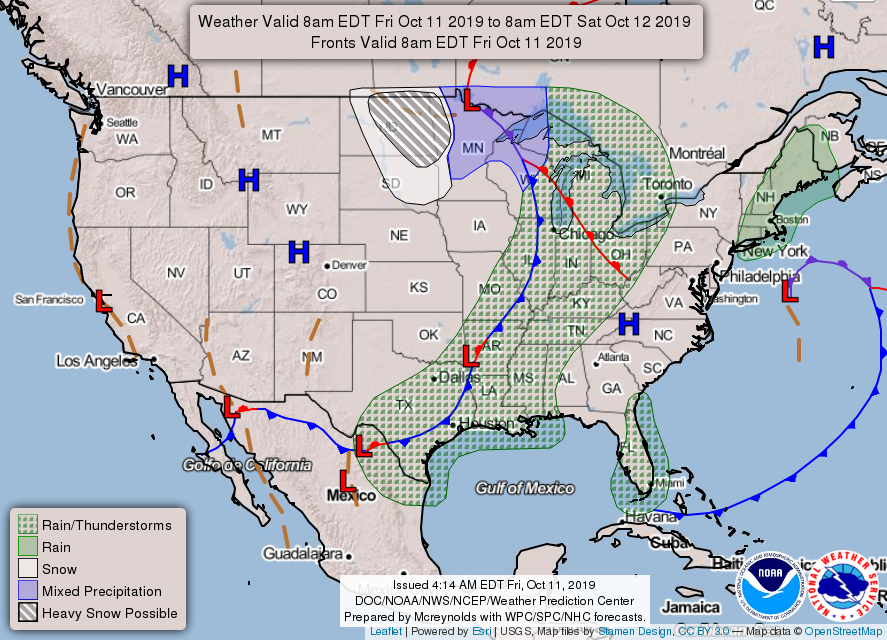 cold front weather map