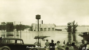 Bystanders watch power plant