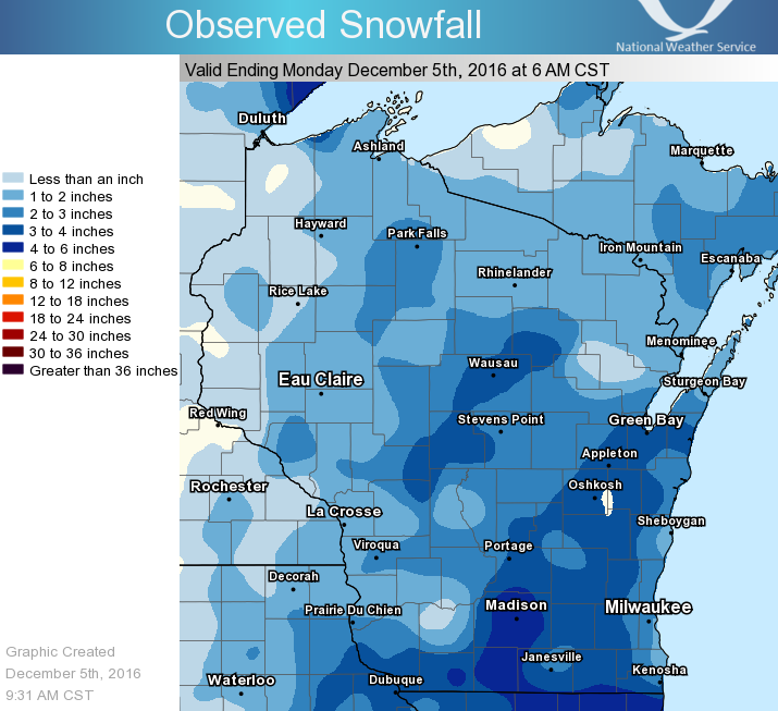 First Accumulating Snowfall for Eastern Wisconsin