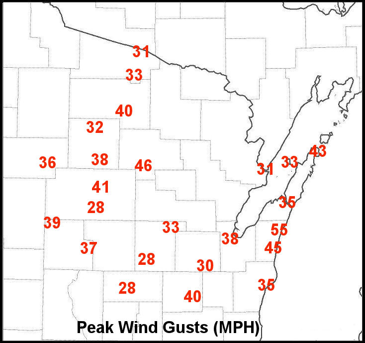 Wind gust map - Click for larger view