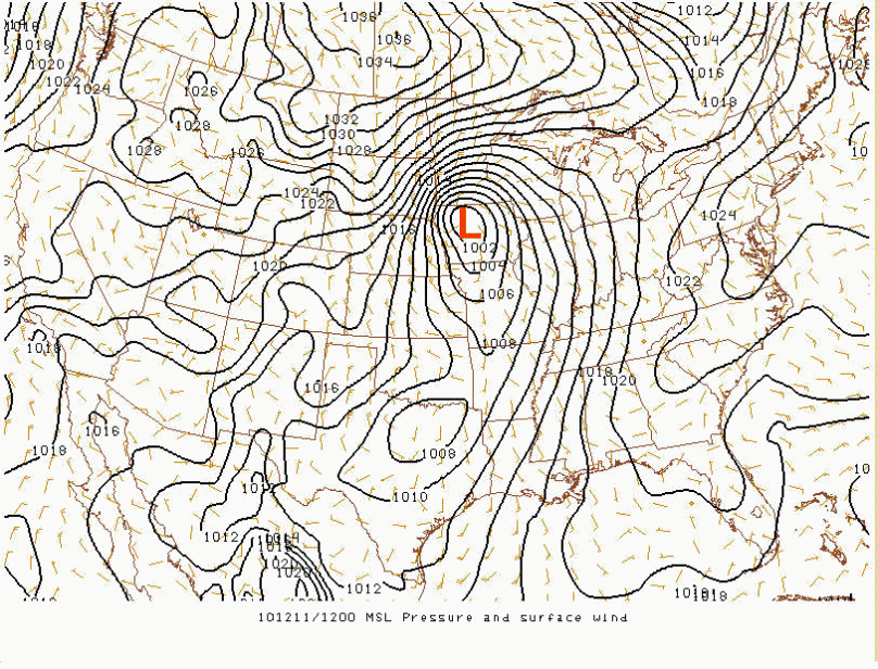 Surface pressure chart - Click for larger view.