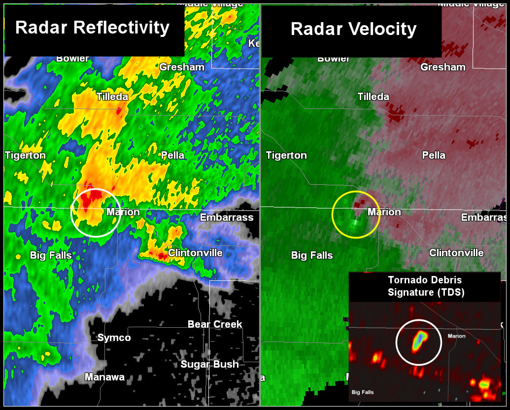 Marion Tornado Radar Image.