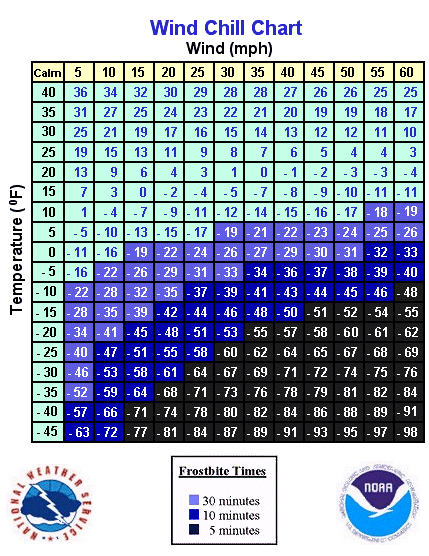 Wind Chill Chart