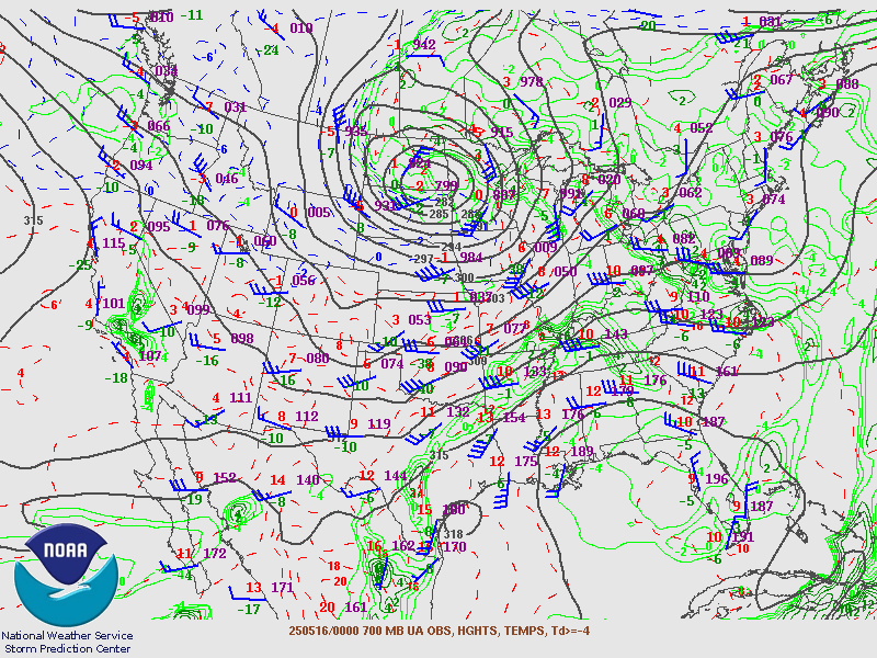 700 MB Upper Air Data 16 May 2025 00Z