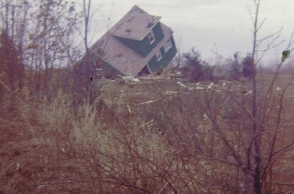 The Brewer home after the tornado of April 11, 1965