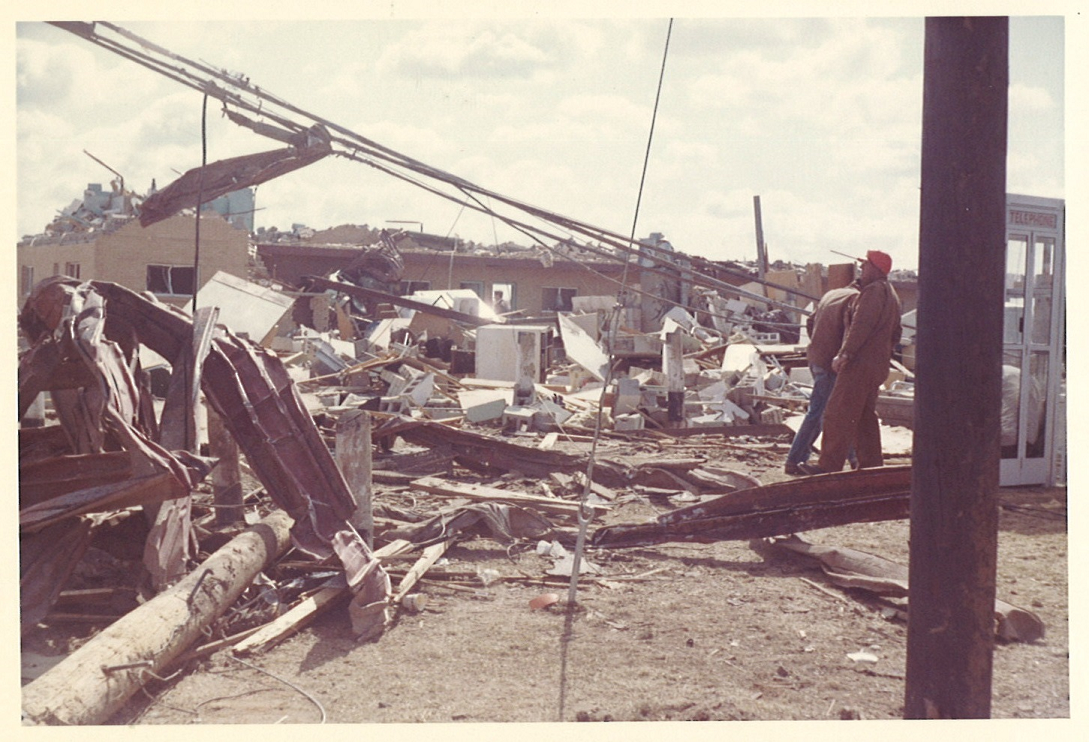 Damage to the Swan Inn from April 11, 1965 tornado