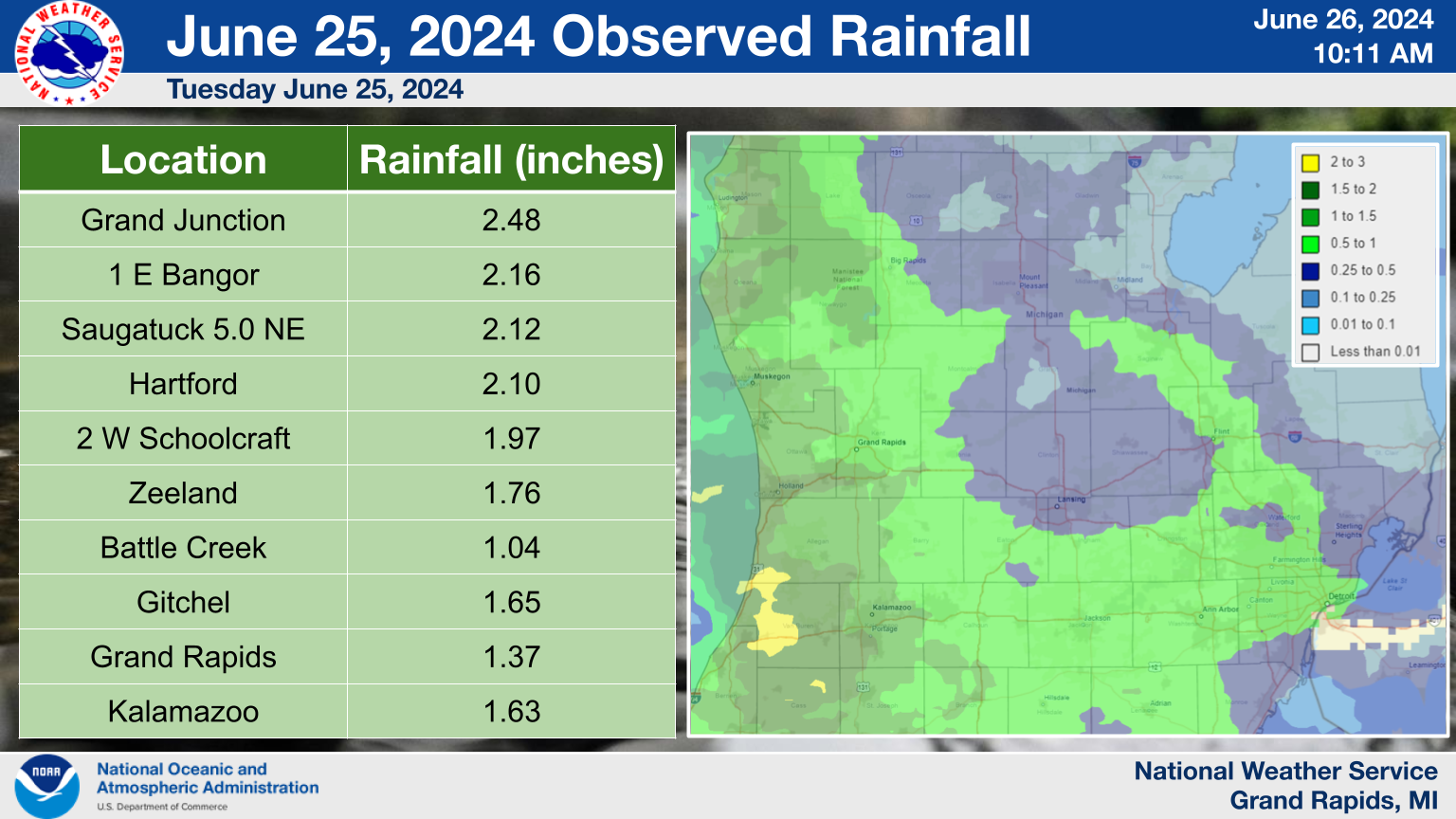 Precipitatione map for June 25, 2024