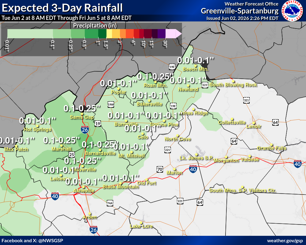 Expected 72-hour Rainfall