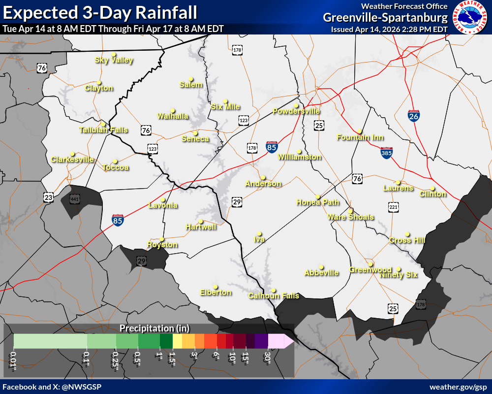 Expected 72-hour Rainfall