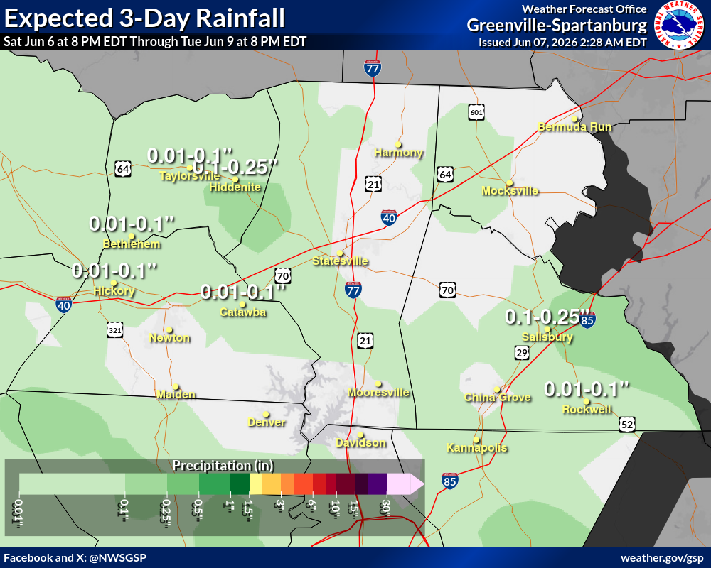 Expected 72-hour Rainfall