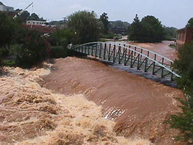 Bridge over flooding river
