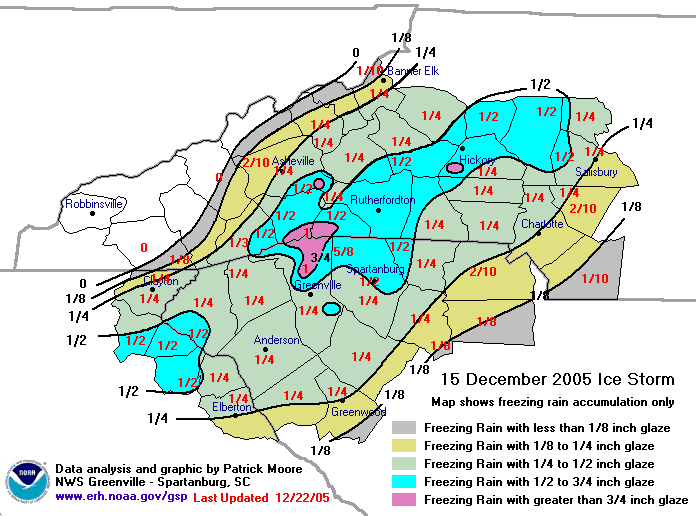 Total Ice Accumulation for 15 December 2005