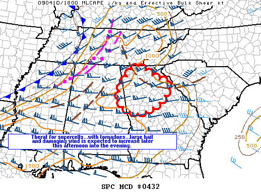 Mesoscale Discussion #0432 issued at 1929 UTC 10 April 2009