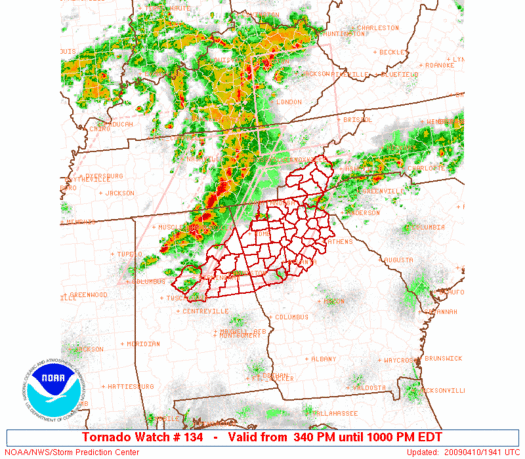 Tornado Watch #134 issued at 1940 UTC 10 April 2009