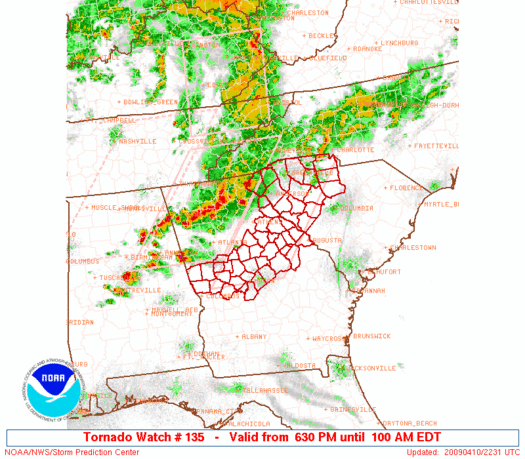 Tornado Watch #135 issued at 2231 UTC 10 April 2009