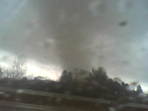 Tornado near Linwood, North Carolina, on 28 March 2009.  Image taken by Jonna Bingham and used by permission