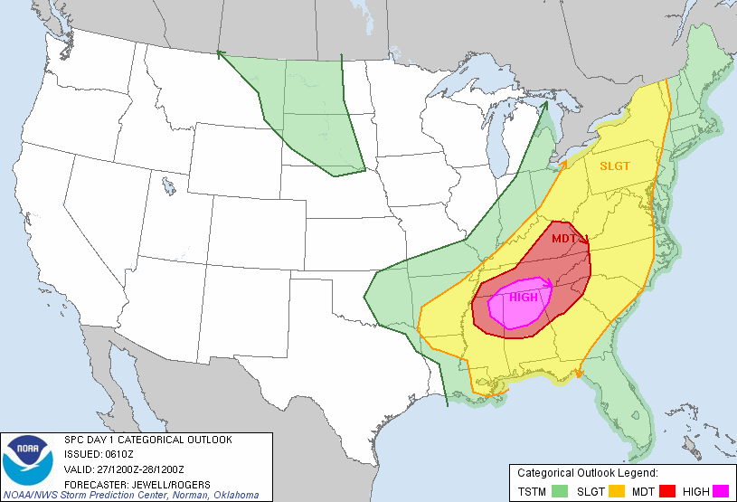 Day 1 Convective Outlook issued at 0610 UTC 27 April 2011