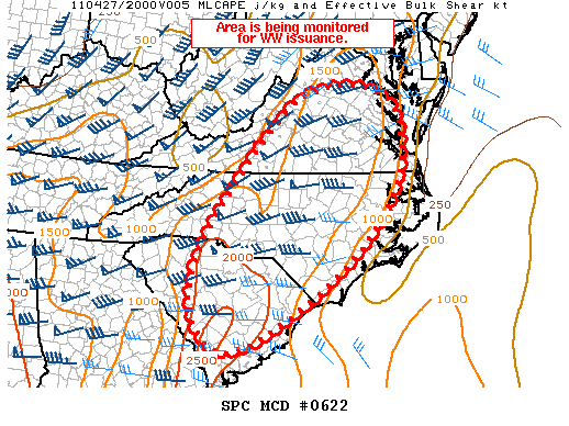 Mesoscale Discussion #0622 issued at 1651 UTC 27 April 2011