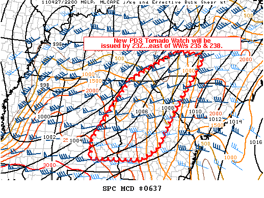 Mesoscale Discussion #0637 issued at 2241 UTC 27 April 2011