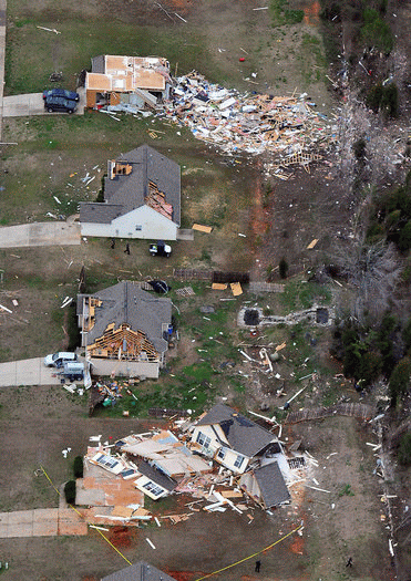 Damage to homes on Brookstead Meadow Court on 3 March 2012