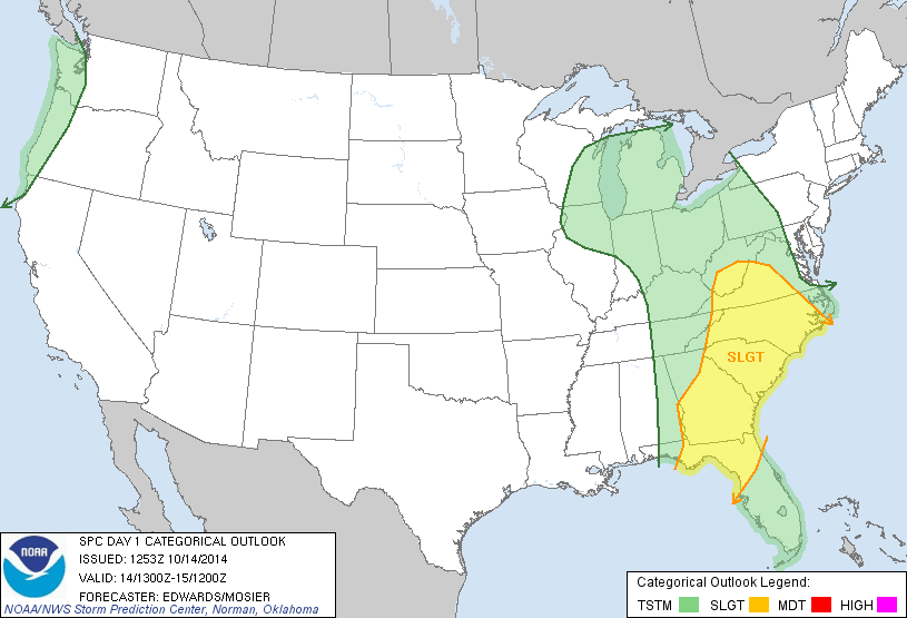 Day 1 Convective Outlook issued at 1253 UTC 14 October 2014