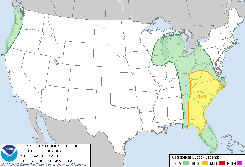 Day 1 Convective Outlook issued at 1625 UTC 14 October 2014