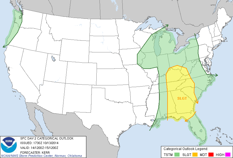 Day 2 Convective Outlook issued at 1730 UTC 13 October 2014