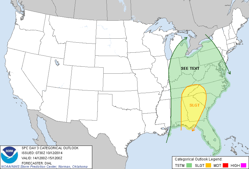 Day 3 Convective Outlook issued at 0730 UTC 12 October 2014