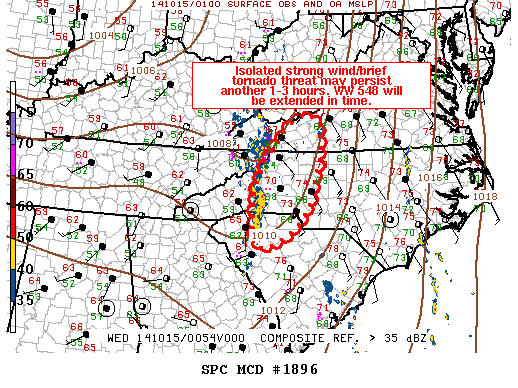 Mesoscale Discussion #1896 issued at 0124 UTC 14 October 2014