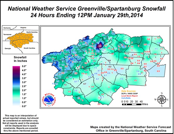 Snow accumulation for 28 January 2014