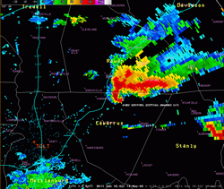 Radar reflectivity at 1.0 degree scan from the TCLT TDWR at 1842 UTC