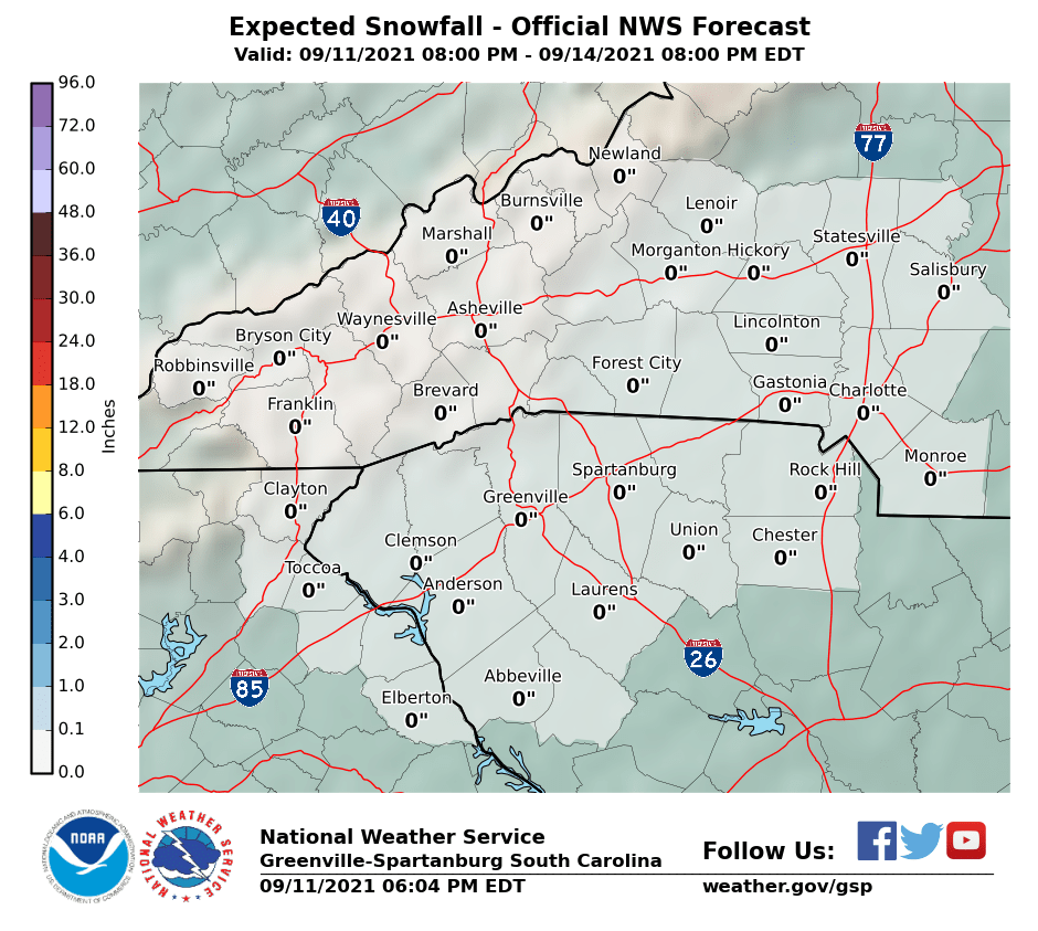 Official NWS Forecast Snow Totals
