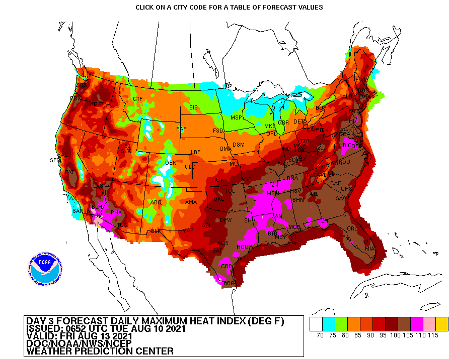 Long Term Heat Index Forecast